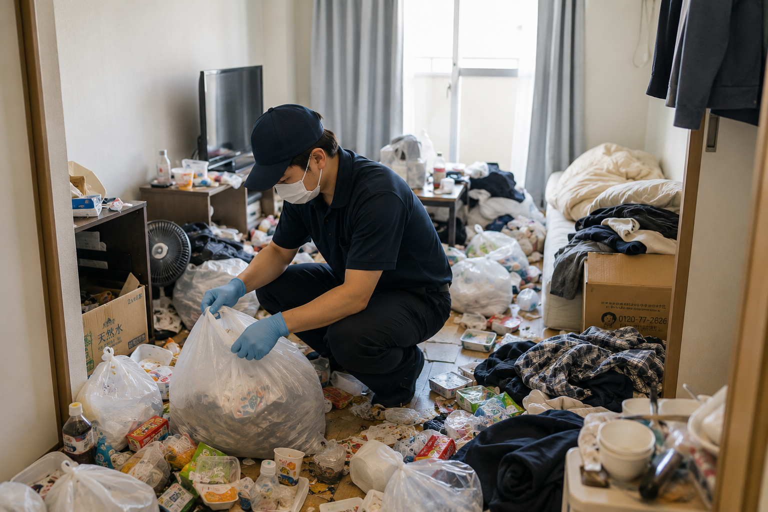 お部屋の片付け作業の様子